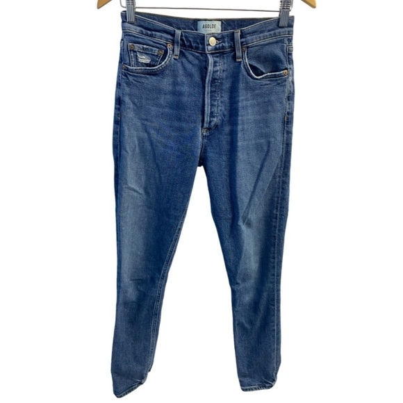 AGOLDE Nico High-Rise Skinny Jeans Size 26 Distressed At Ankles - Picture 6 of 16